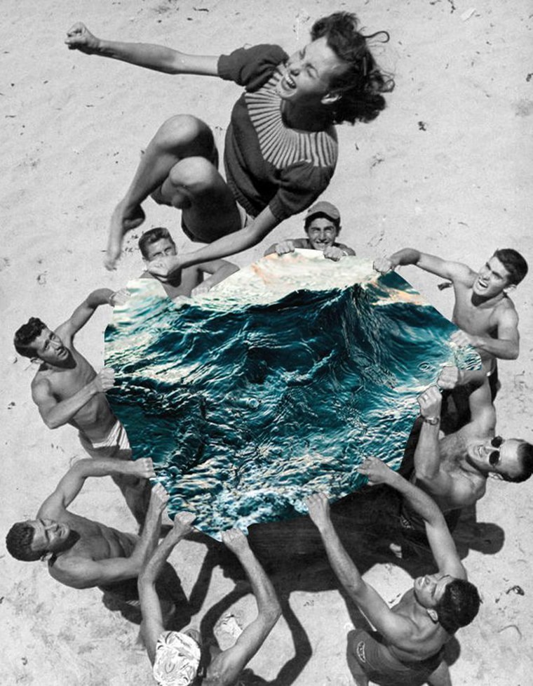 femme vintage plongeon plage