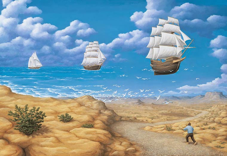 Illusion Robert Gonsalves bateaux volants