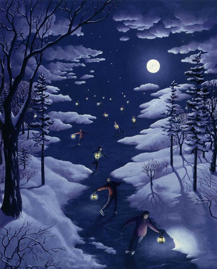 Illusion Robert Gonsalves etoiles ou patineurs de nuit