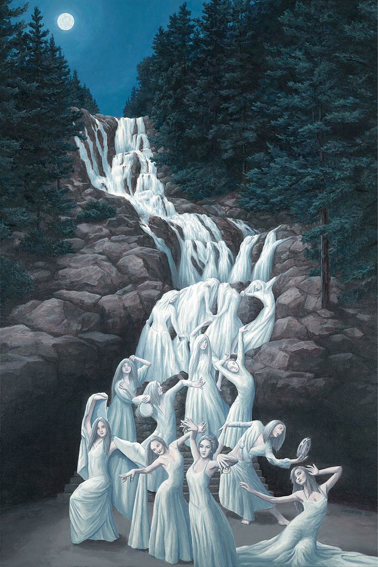 Illusion Robert Gonsalves femmes et cascade