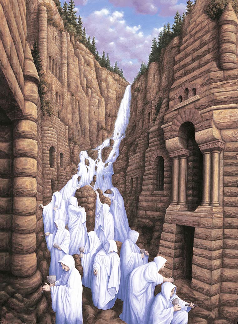 Illusion Robert Gonsalves hommes scpulteurs ou cascade