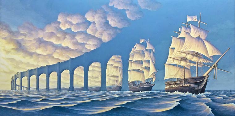 Illusion Robert Gonsalves pont et bateaux