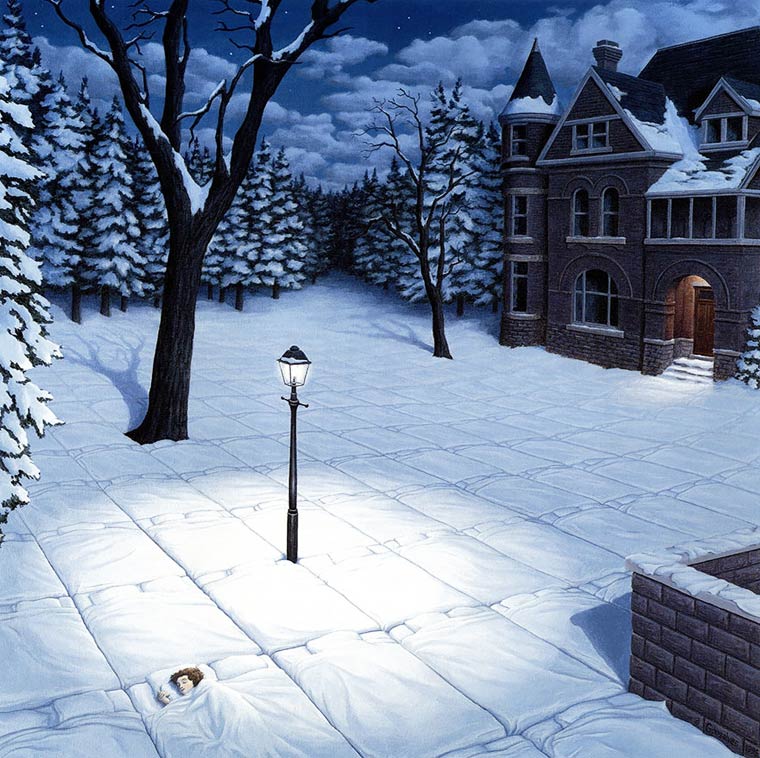 Illusion Robert Gonsalves sol enneige ou lits au sol