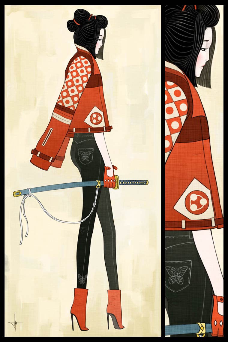 Adrian Dadich illustration lady samourai