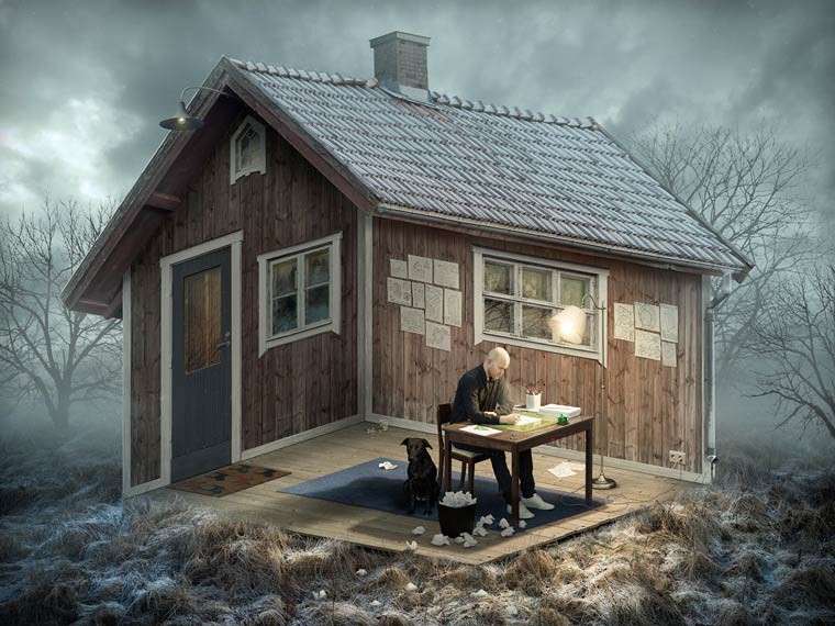 Erik Johansson etrange perspective maison campagne