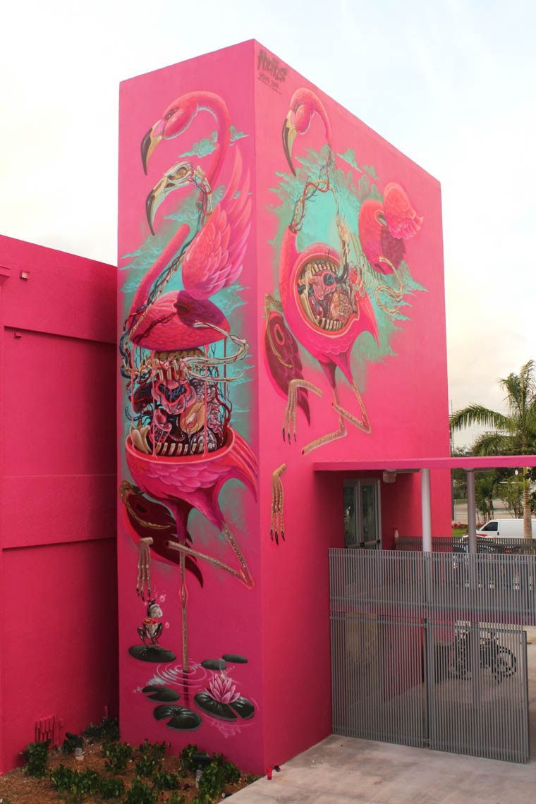 Nychos street art pelican rose