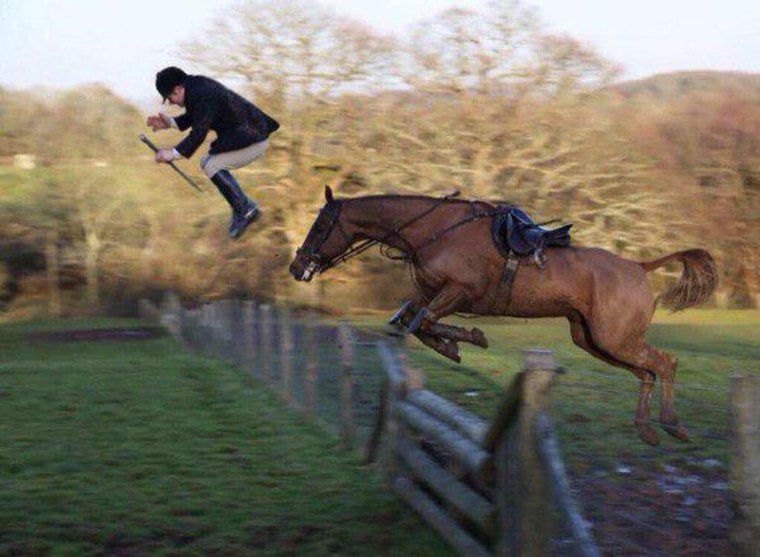 saut de cheval et jockey