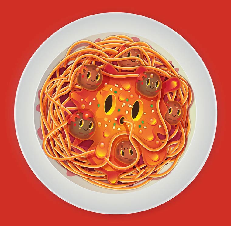 Jonathan Ball illustration un plat de spaghetti