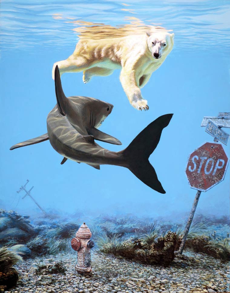 josh keyes requin vs ours blanc