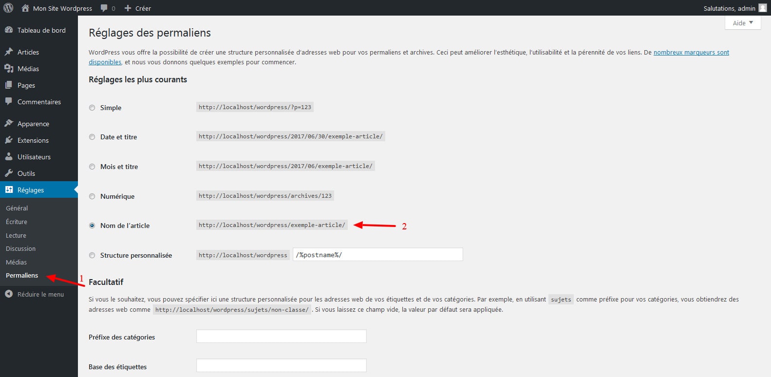 04 Configurer les permaliens de wordpress