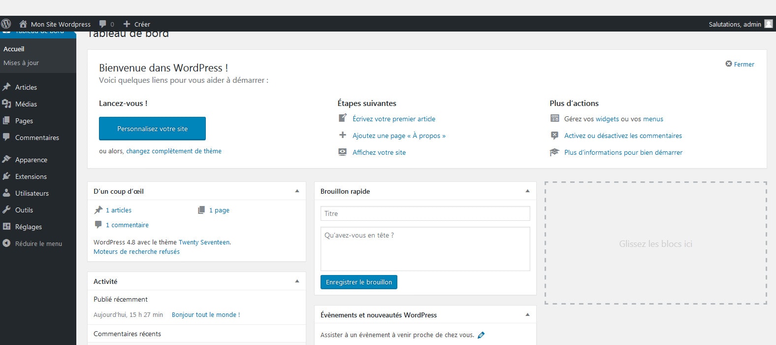 10 Consulter votre tableau de bord wordpress