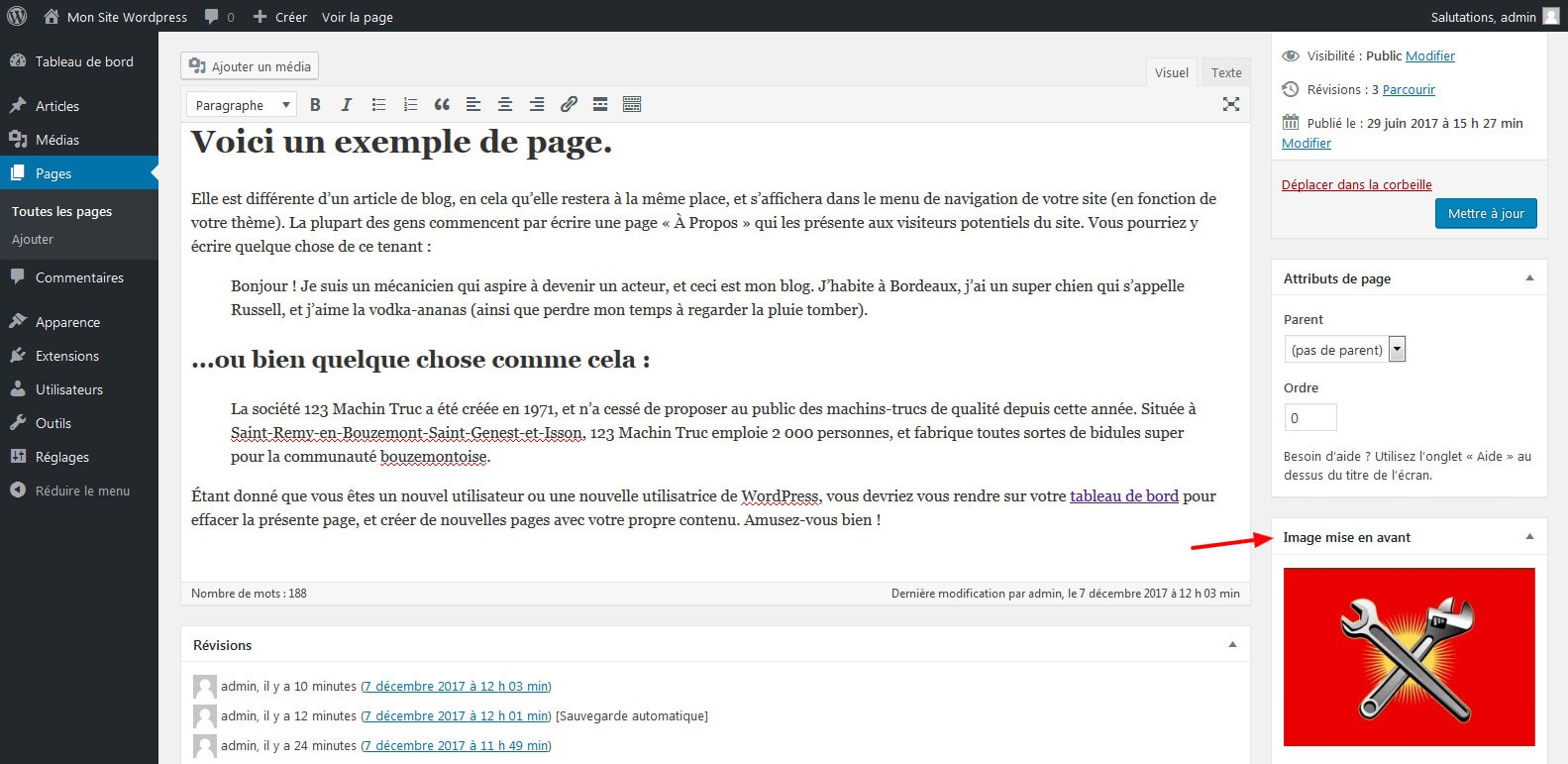 09 mettre une image a la une dans wordpress