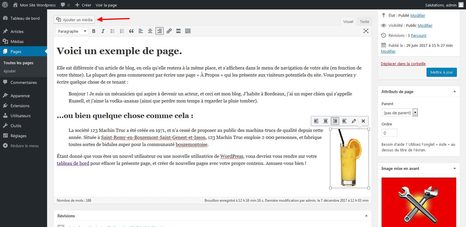 10 ajouter des medias dans votre page wordpress