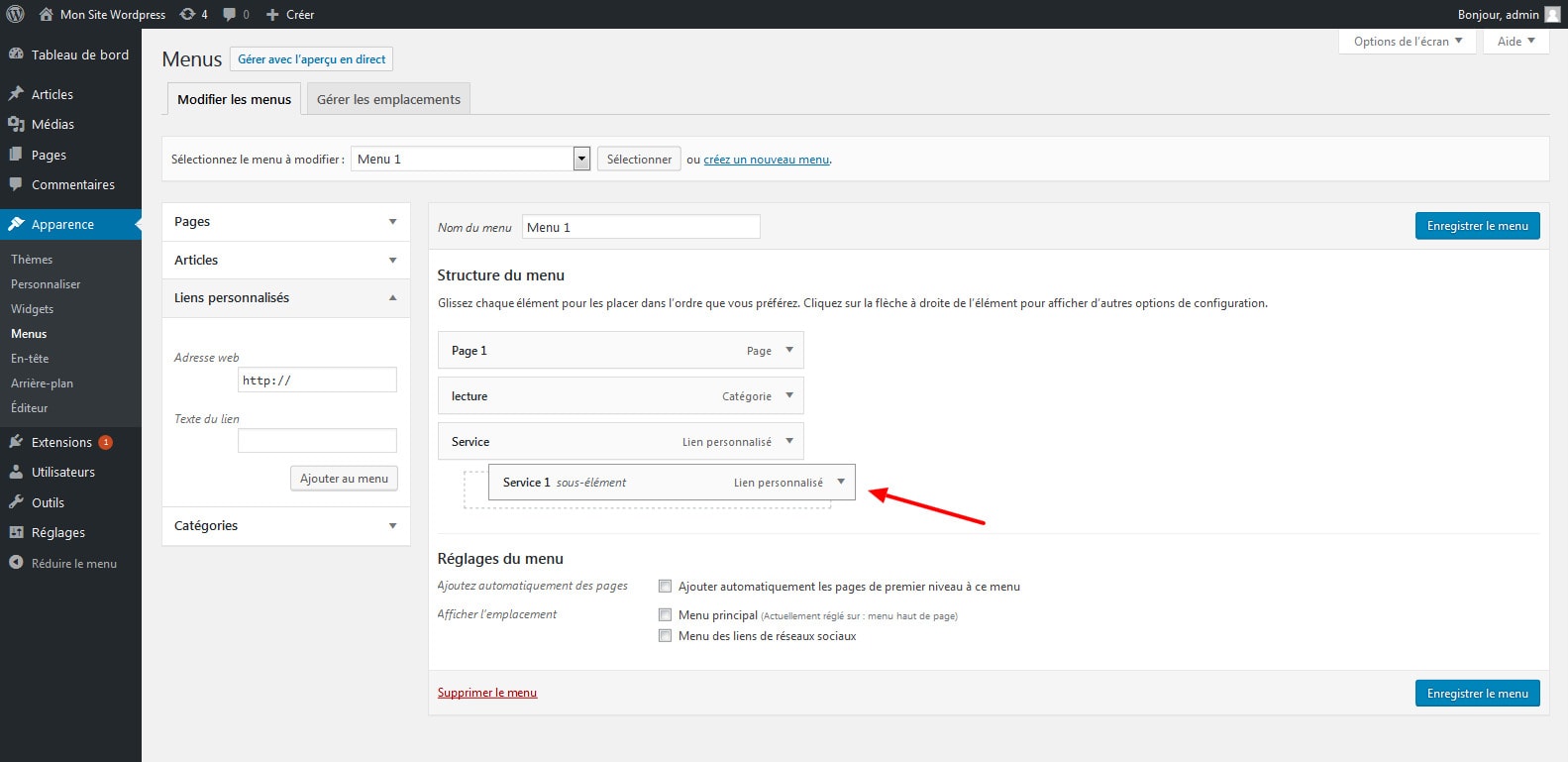 08 agencer et imbriquer elements menu wordpress