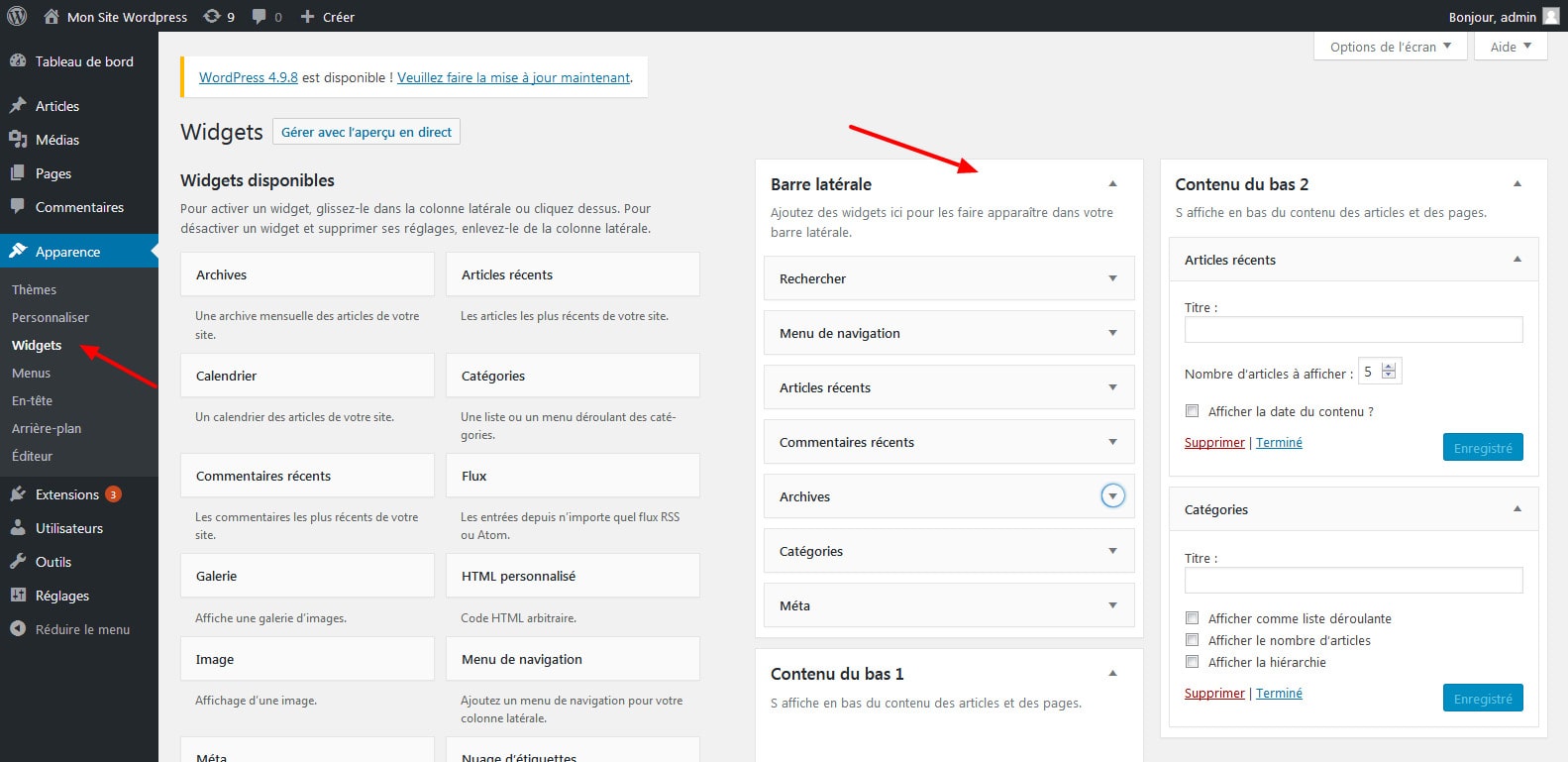 01 identifier les widgets wordpress