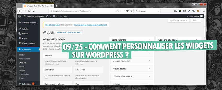 ⇒Tuto N°: 09/25 – Comment personnaliser les widgets sur WordPress ?