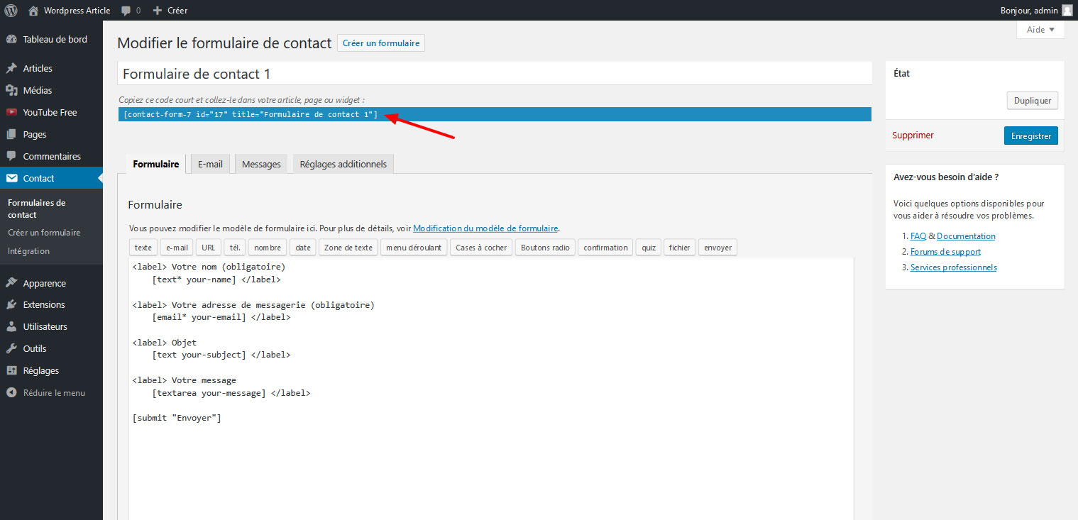 04 integrer formulaire contact form 7 wordpress gutenberg