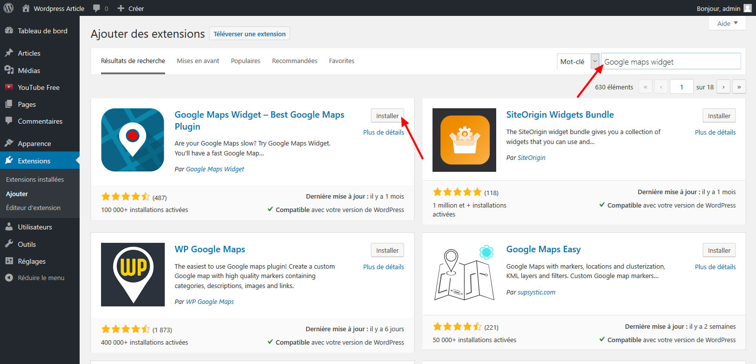 07 ajouter google maps widget wordpress