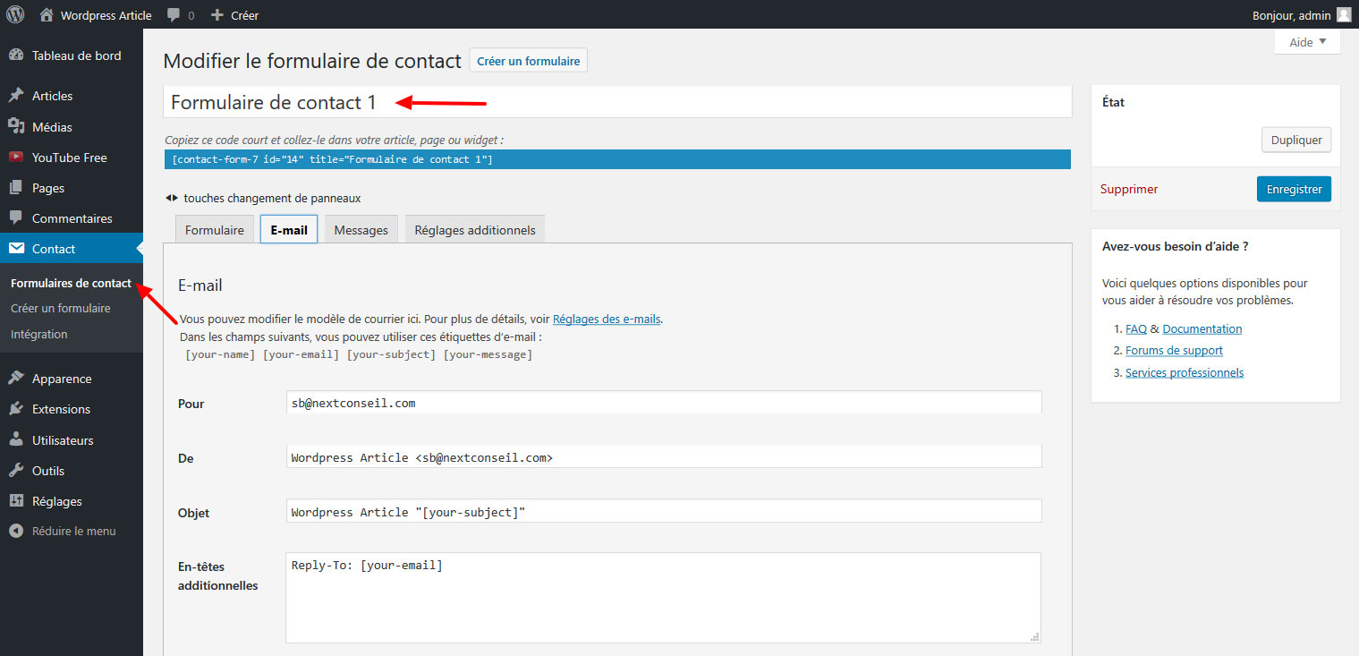 10 personnaliser formulaire contact wordpress gutenberg