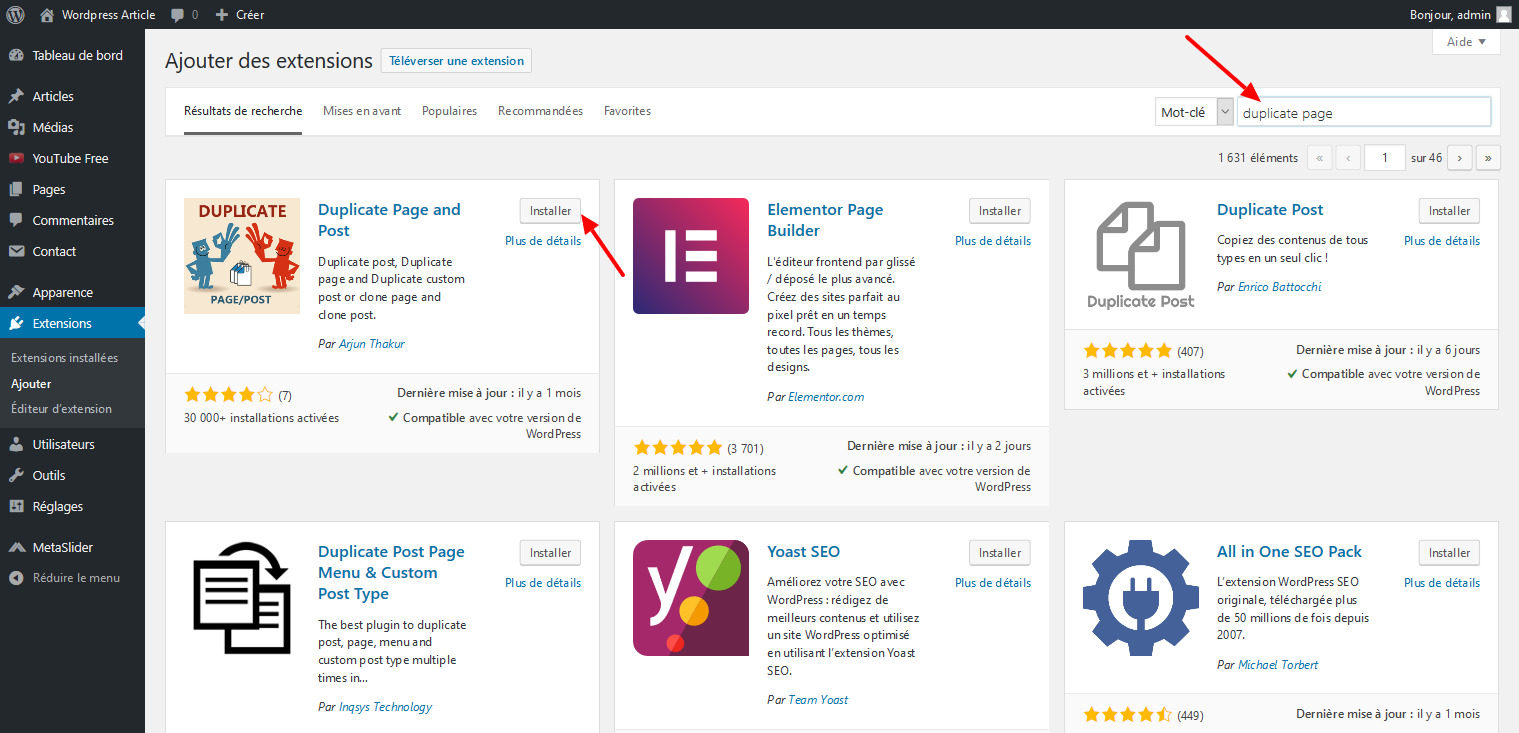 01 installer extension dupliquer pages wordpress