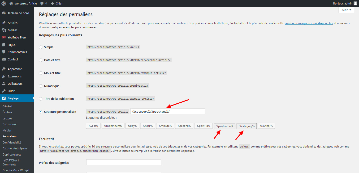 02 personnaliser url referencement wordpress