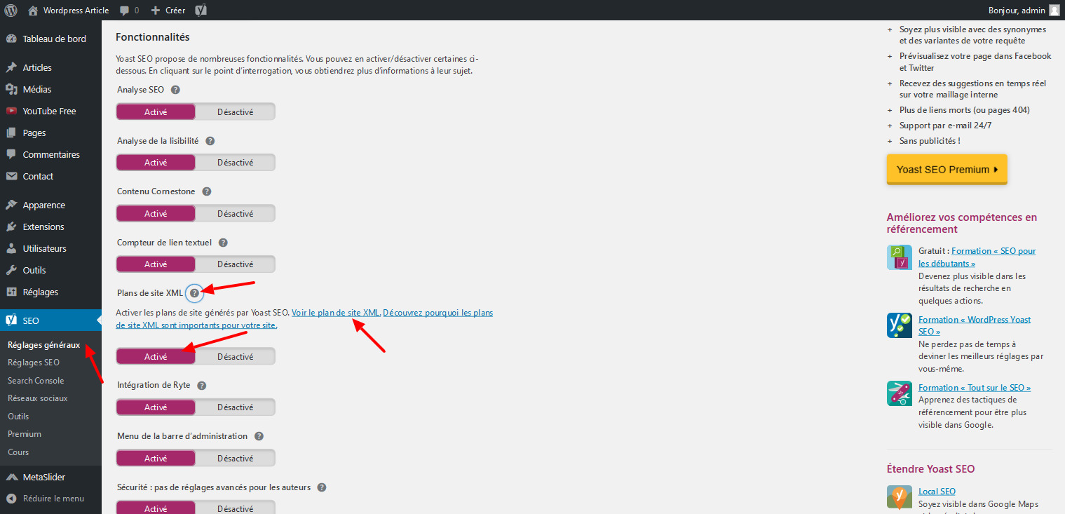 12 publier plan du site yoast google search console referencement wordpress
