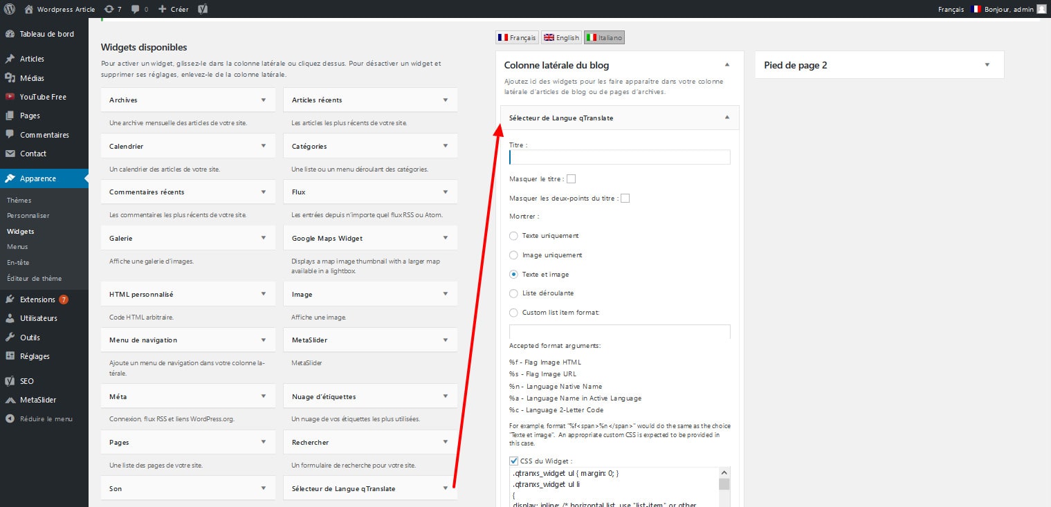 10 Afficher Selecteur Langue Qtranslate X WordPress