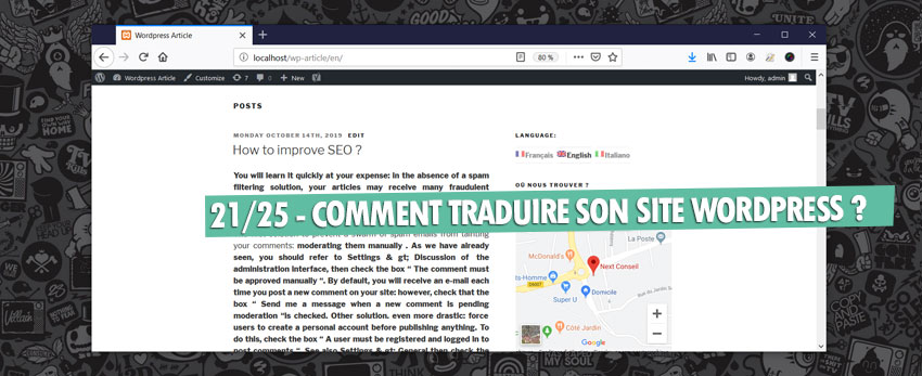 ⇒Tuto N°: 21/25 – Comment traduire son site WordPress ?